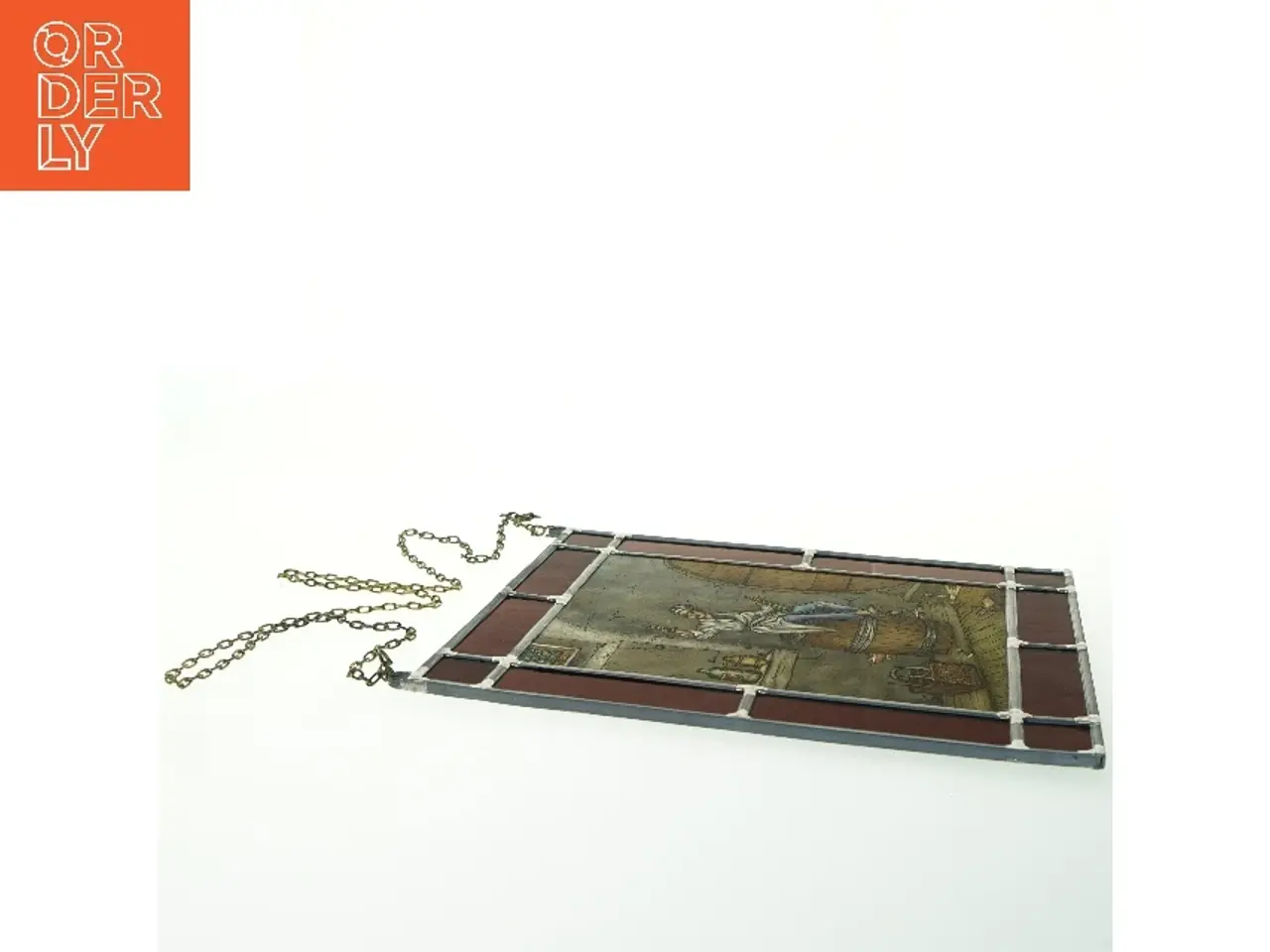 Billede 3 - Blyindfattet glasvindue med billede (str. 32x25,5 cm)