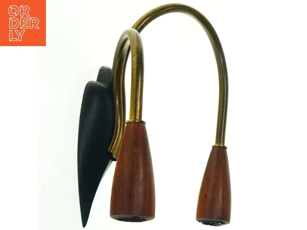 Billede 2 - Vintage Væglampe i messing og Teak træ (str. 22,5x21 cm)