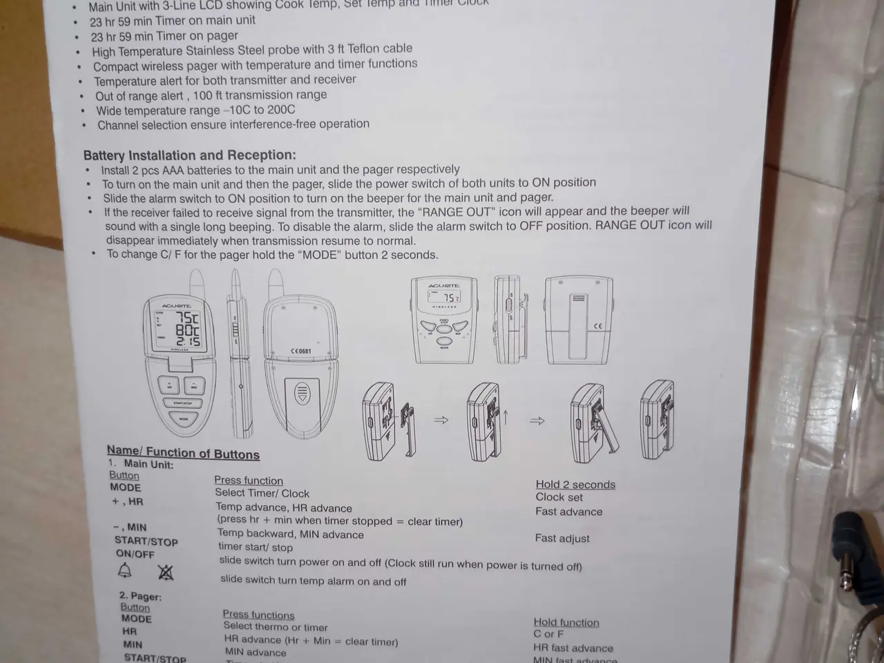 Billede 3 - Stegetermometer elektronisk. Trådløs. Ny
