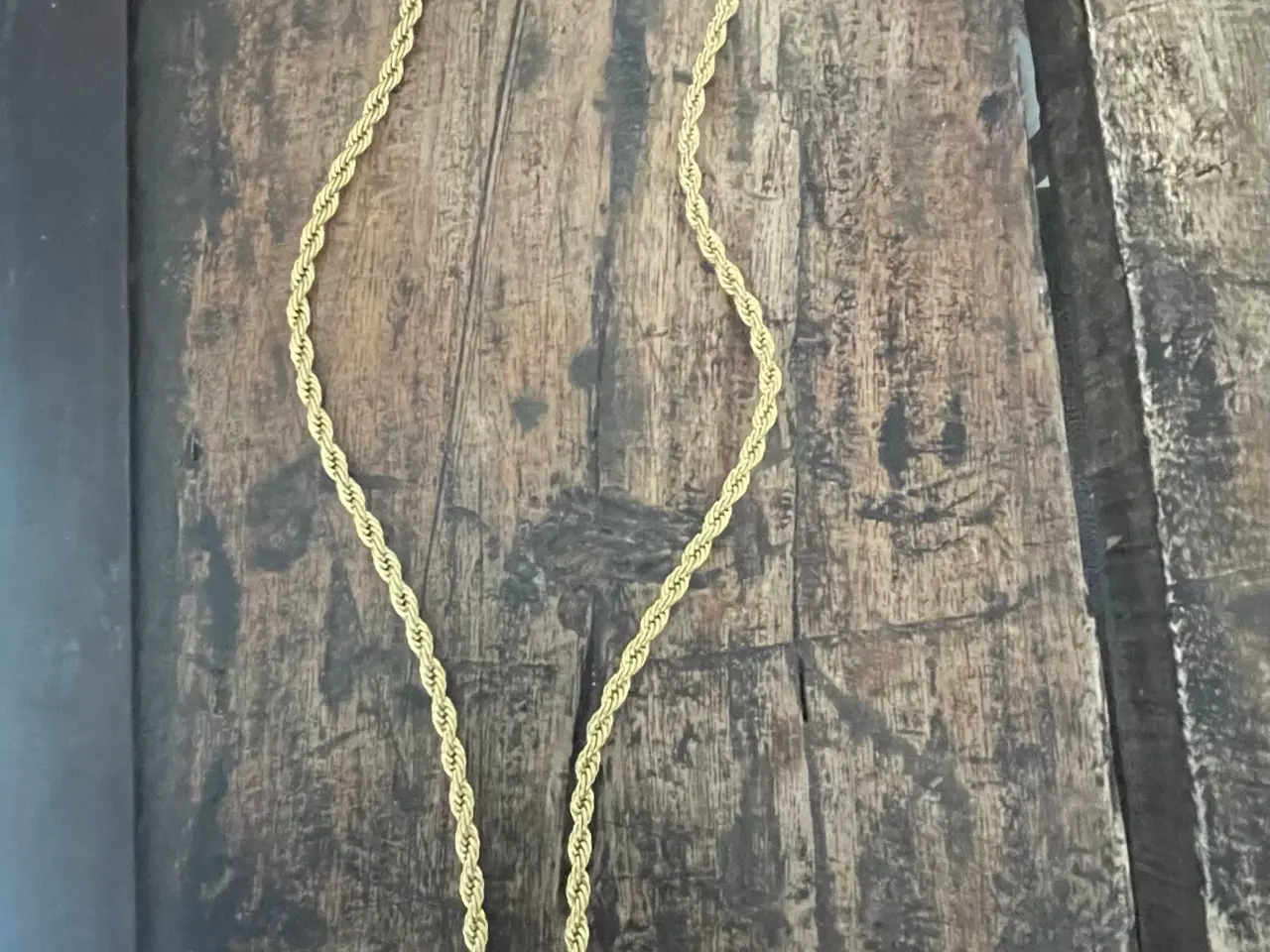 Billede 3 - 4mm Goldfilled rope chain med Thors hammer
