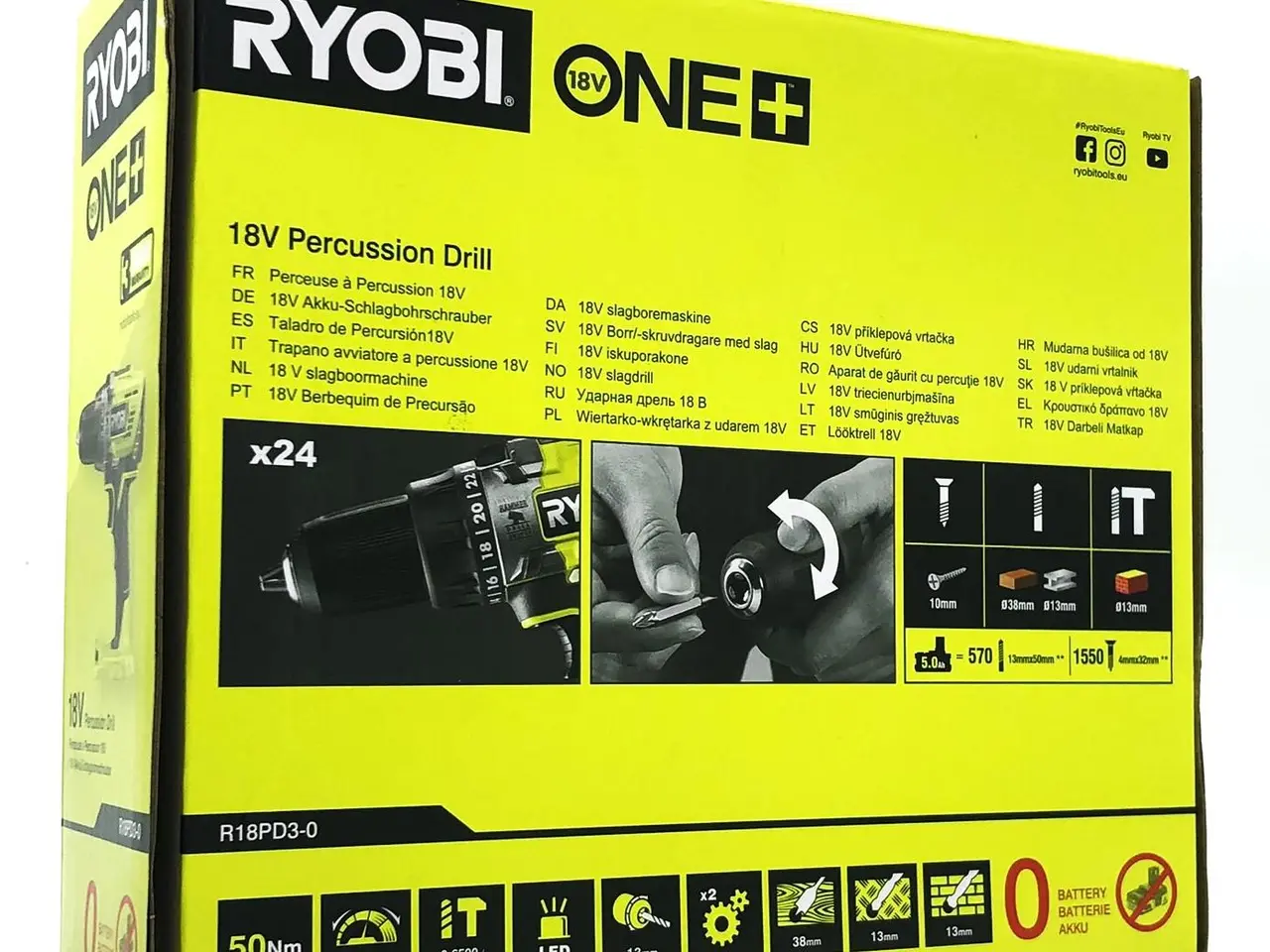 Billede 2 - Ryobi ONE+ R18PD3-0 18 V slagboremaskine og bore-/skruemaskine - uden batteri og oplader