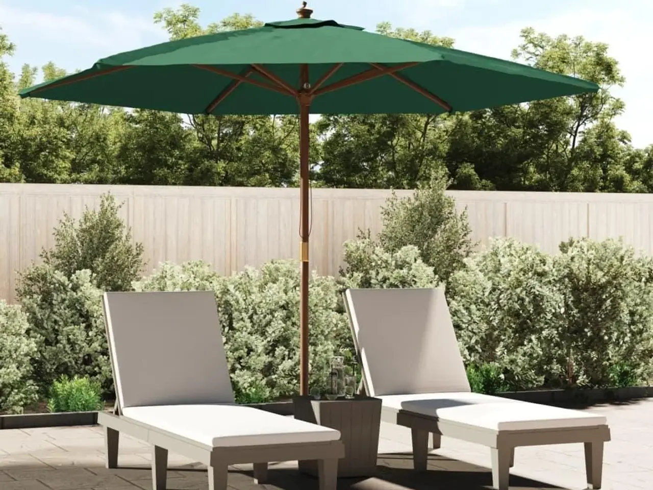 Billede 1 - Haveparasol med træstang 299 x 240 cm - grøn