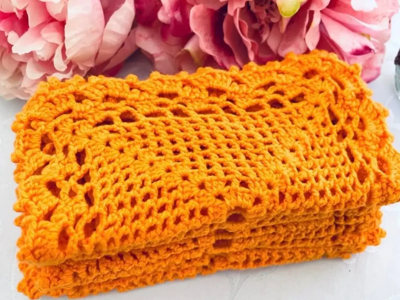 Billede 5 - Servietter orange håndarbejde