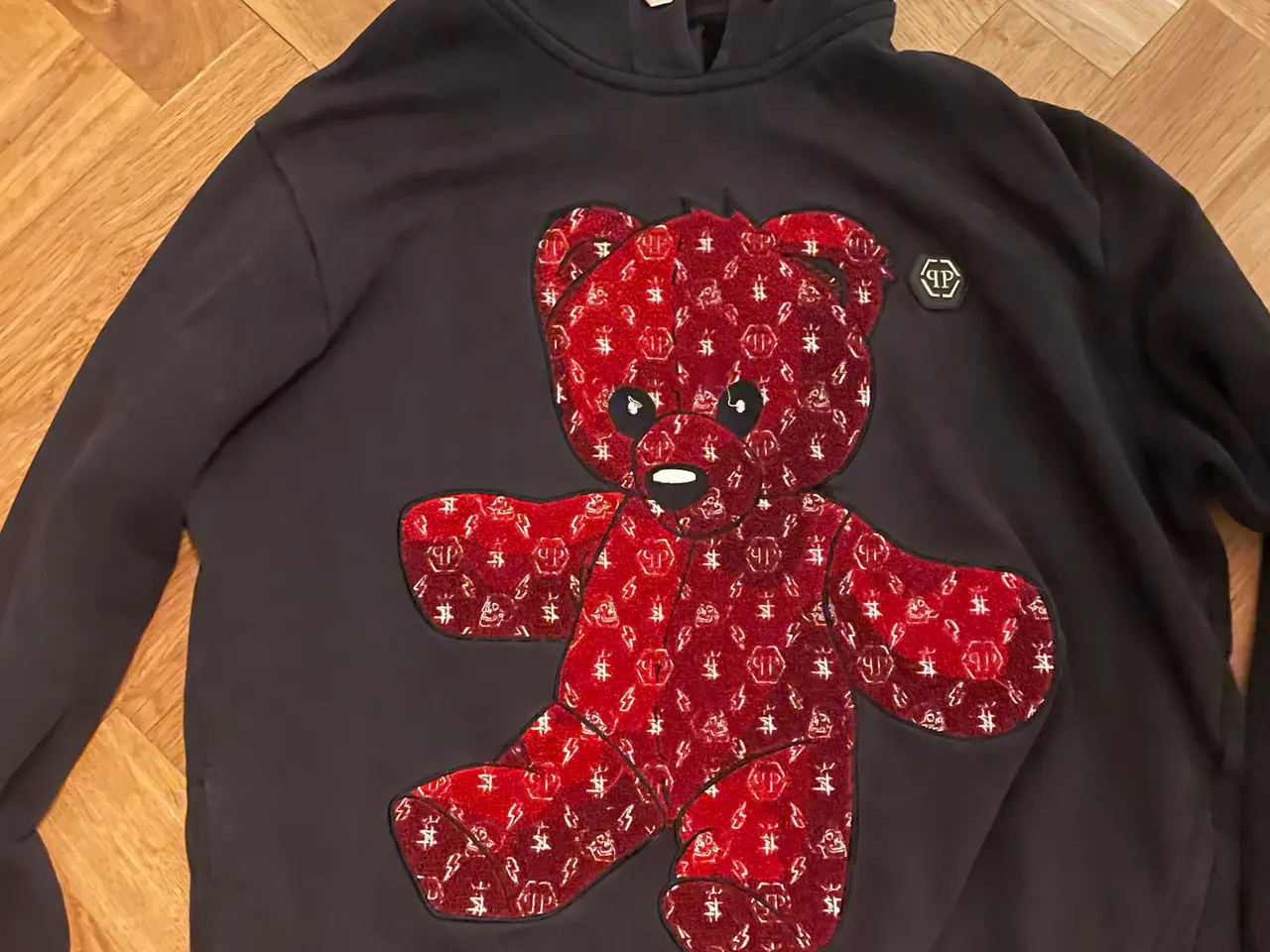 Billede 4 - Philipp Plein Teddy Bear Hoodie – sort/rød