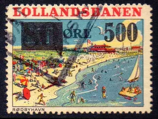 De Lollandske Jernbaner - Godsfrimærke - 80 Øre overstemplet til 500 Øre - Stemplet