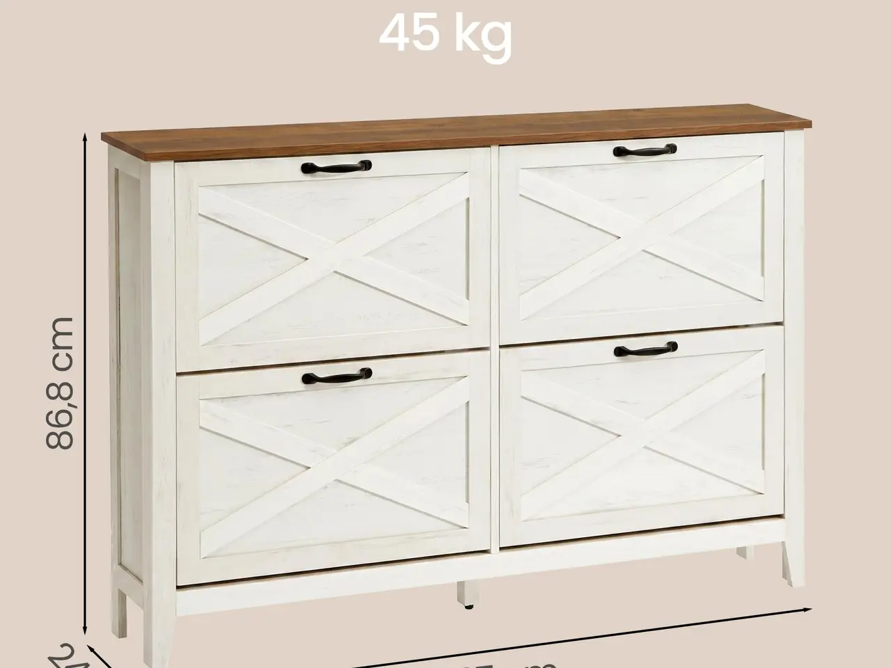 Billede 5 - Skoskab med 4 vippeklapper - Cloud White/varm brun