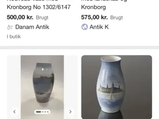 Bing og Grøndal porcelæns vase med Kronborg motiv