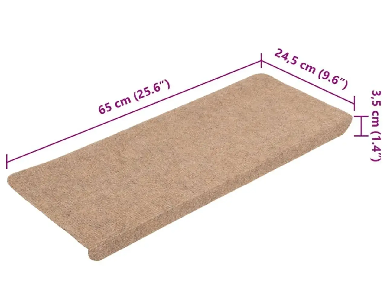 Billede 8 - Selvklæbende trappemåtter - 15 stk. 65 × 24,5 × 3,5 cm, beige