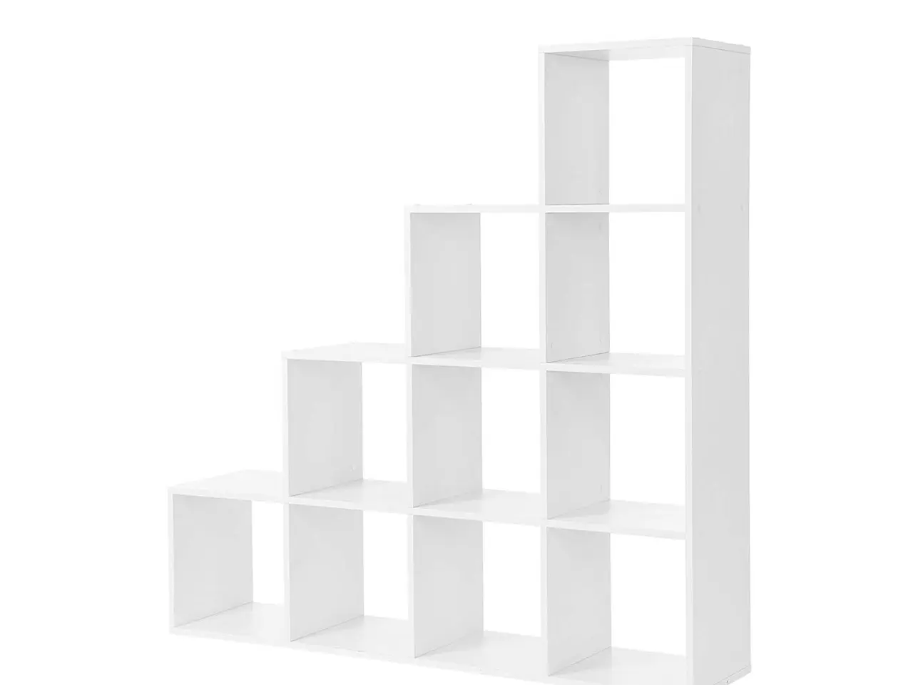 Billede 1 - Trappebogreol med 10 åbne rum - hvid, 129,5 x 29 x 129,5 cm