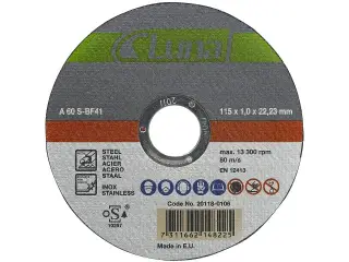 Skæreskive til rustfristål 115X1,6X22 mm