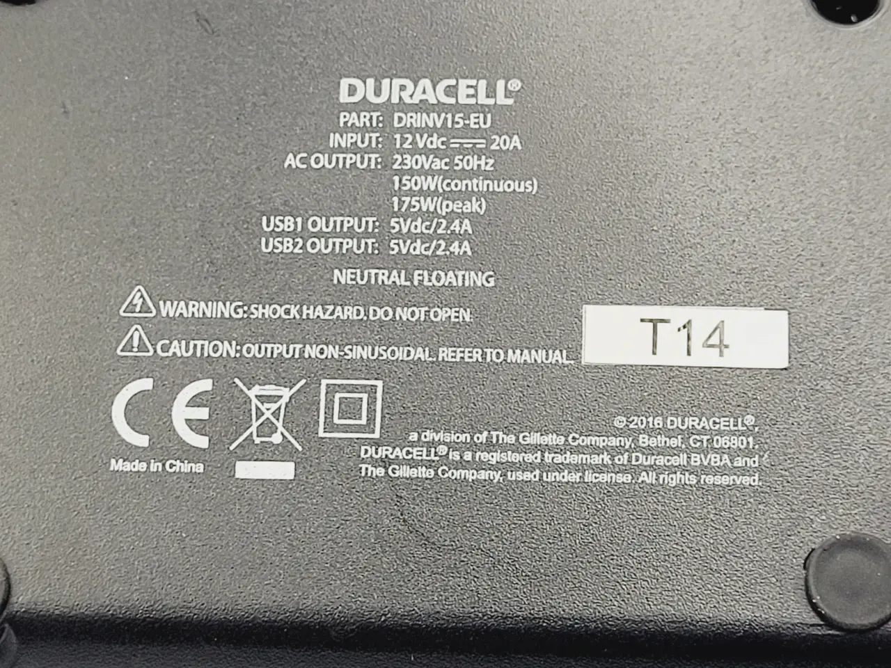 Billede 4 - ⭐️· Duracell 150W Strøminverter til Bil 230V + USB