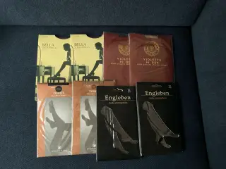 8 nye par nylon strømpebukser i farverne sort, mør
