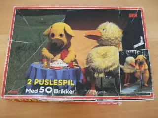 Krea puslespil med bamse og kylling