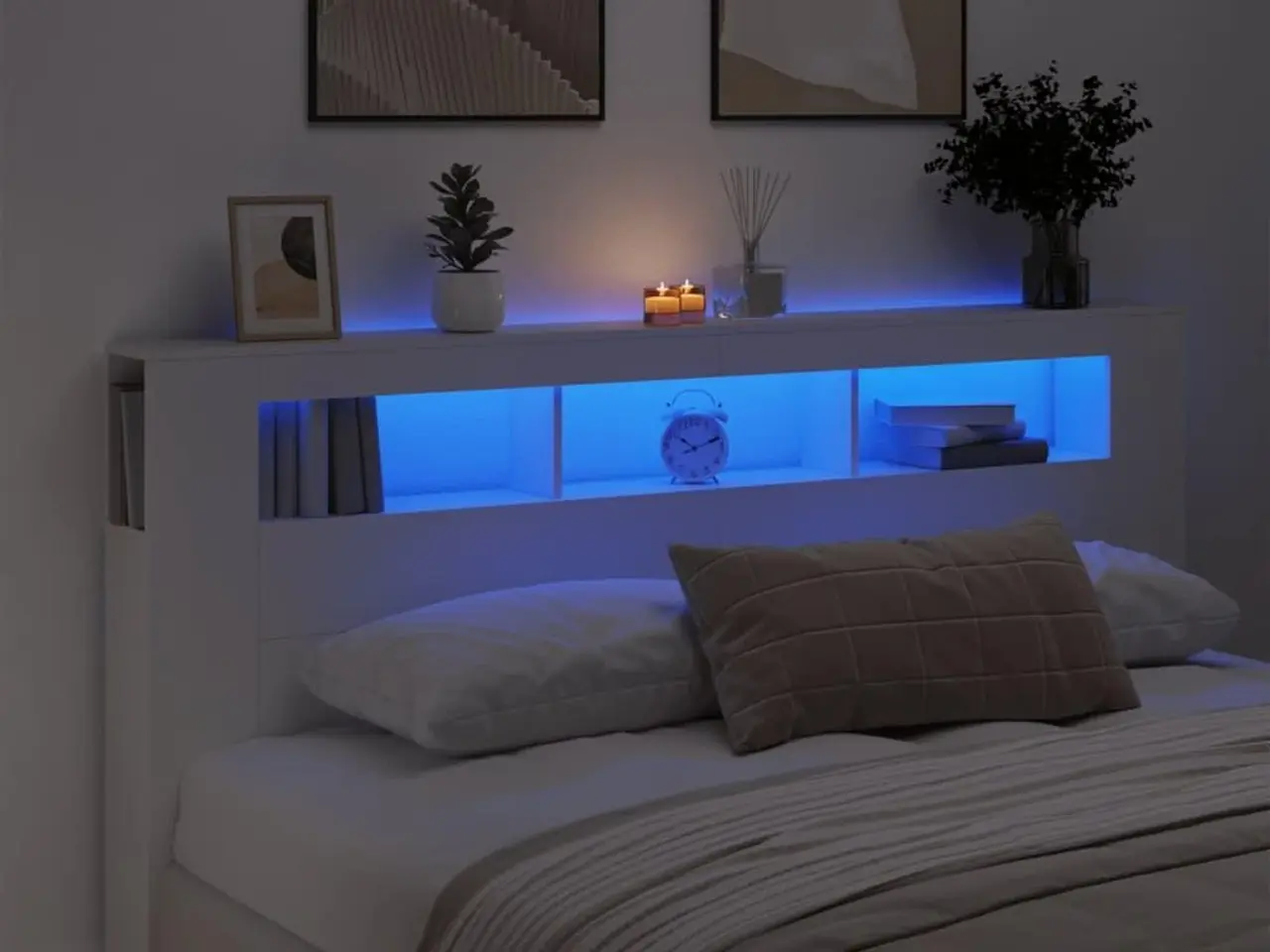 Billede 12 - Sengegavl med LED-lys 200 x 18,5 x 103,5 cm - hvid