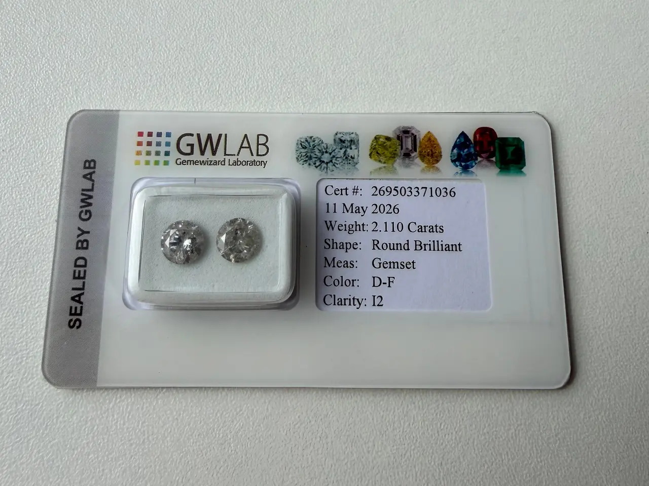 Billede 9 - 2.11 CT Diamanter m. certifikat – D-F farve