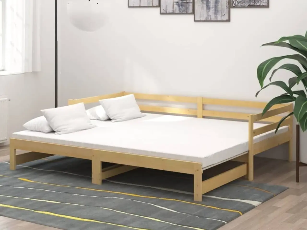 Billede 1 - Daybed med udtræk 2x(90x200) cm massivt fyrretræ
