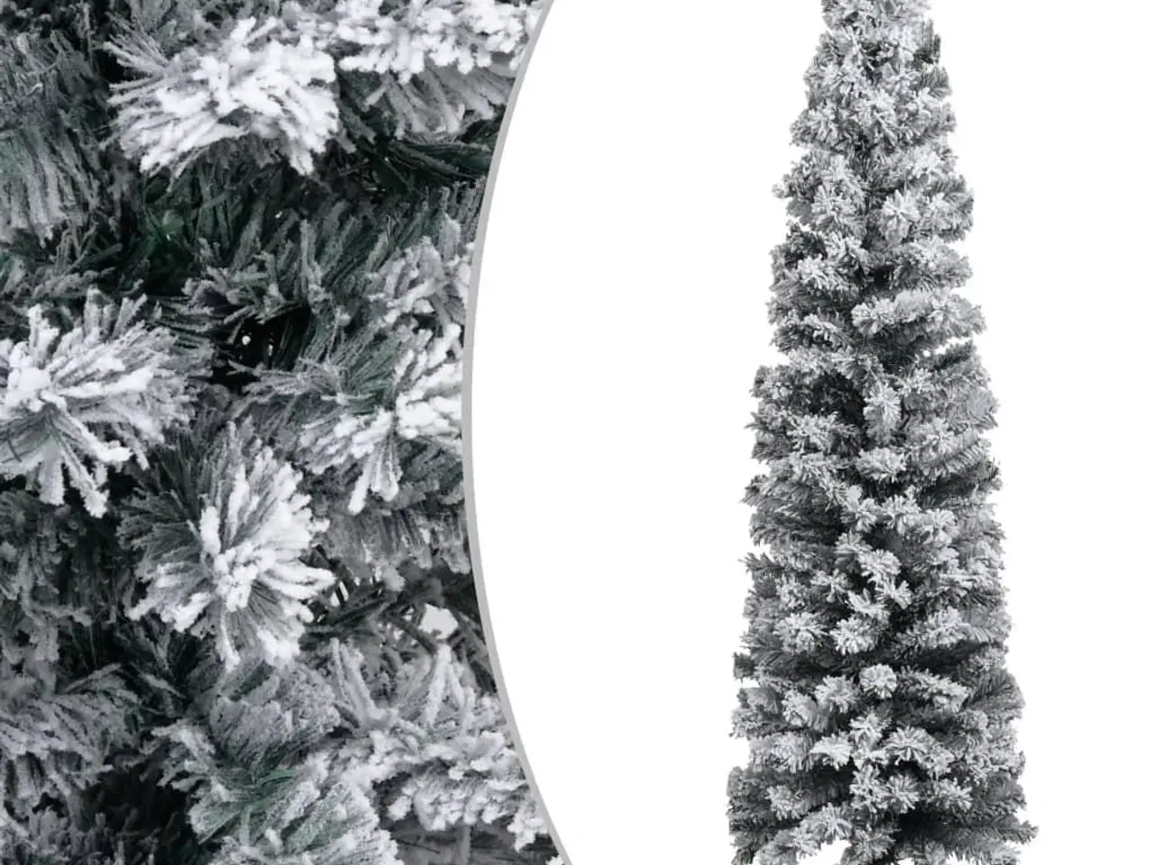 Billede 1 - Smalt kunstigt juletræ med sne 150 cm PVC grøn