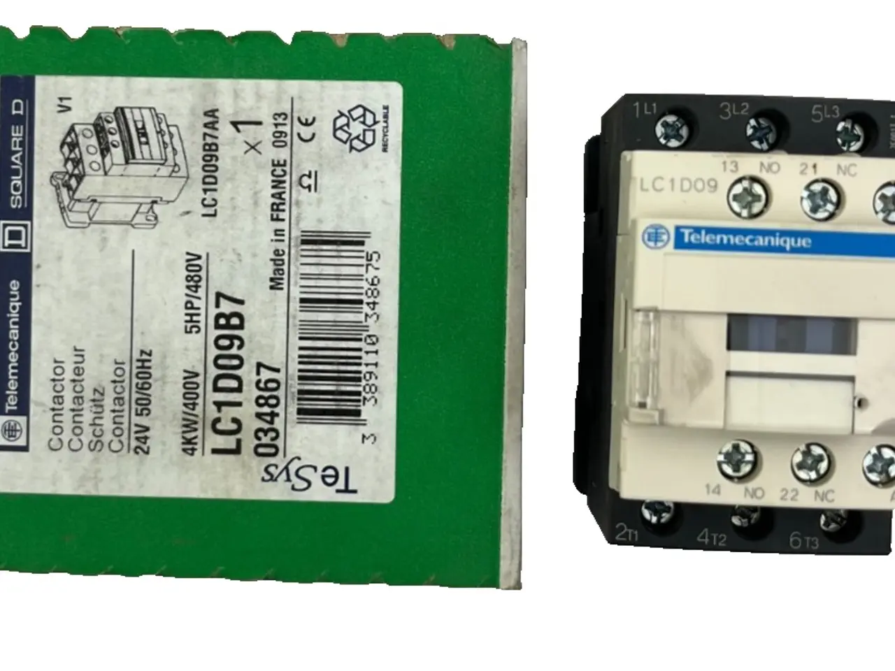 Billede 1 - Telemecanique LC1D09B7 kontaktor 24V AC Coil, 3P,