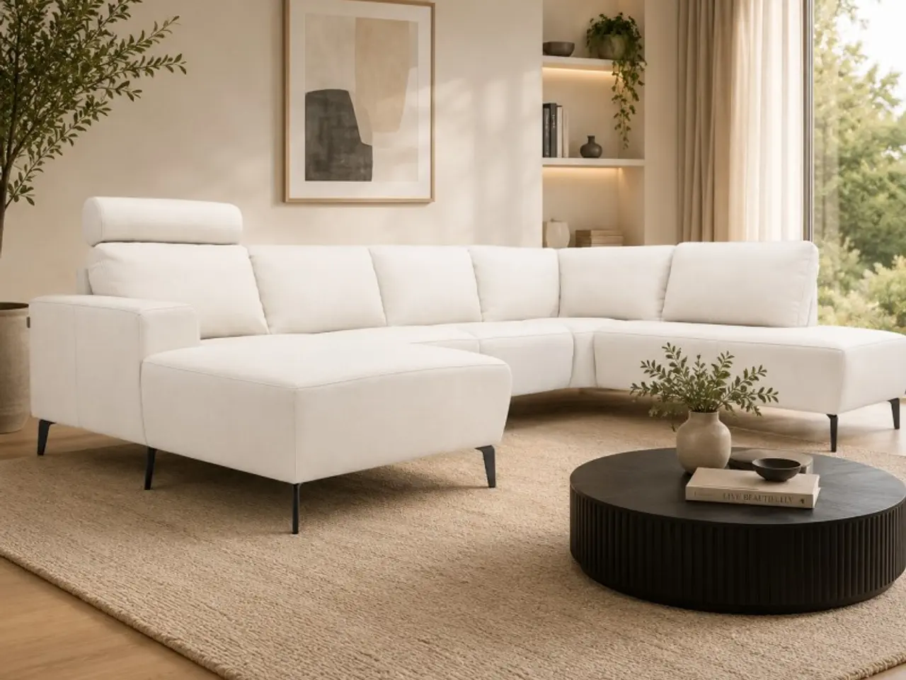 Billede 6 - Hjort Knudsen Copenhagen Hvid Læder U-sofa - Venstrevendt