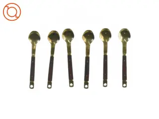 6 stk. Retro Teskeer Messing & Palisander Fi3126 (str. 15 x 3 cm)