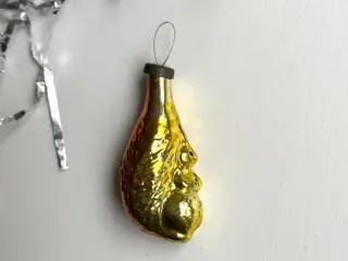 Vintage juleornament, gul/orange egern