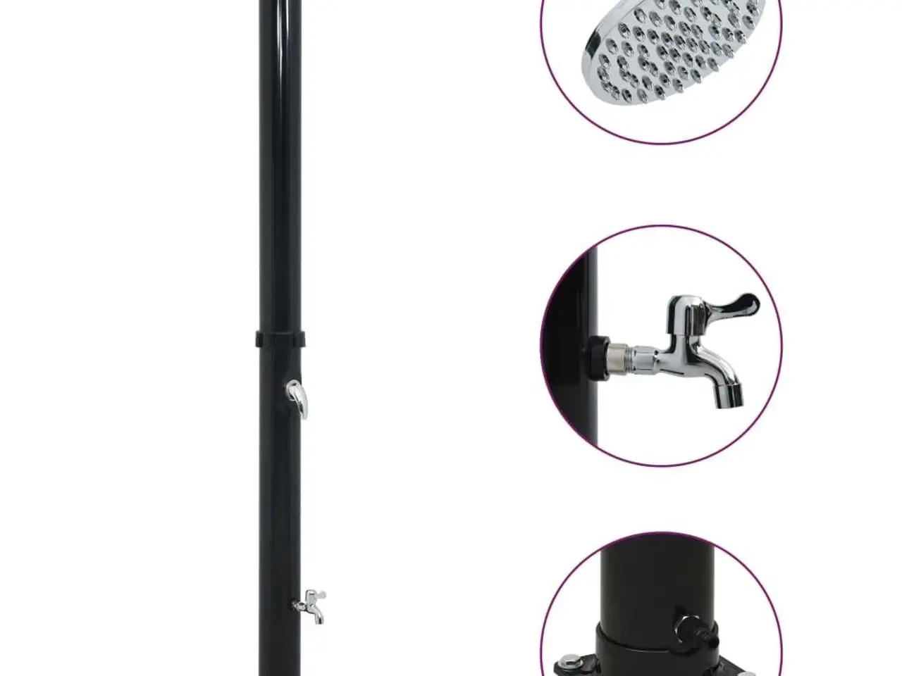 Billede 2 - Soldrevet udendørsbruser 220 cm - 20 l, sort