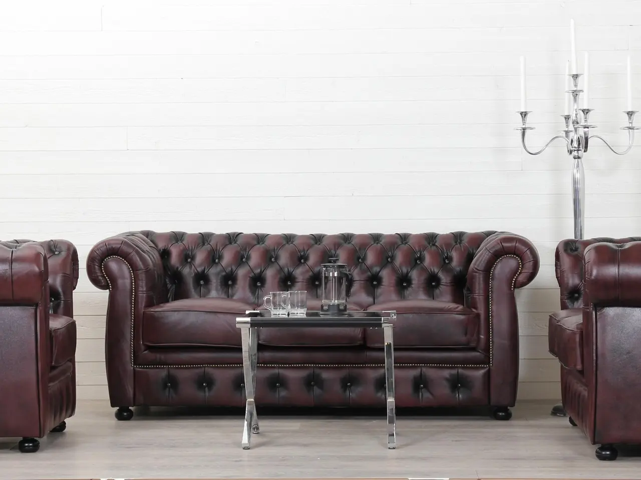 Billede 3 - Liverpool Chesterfield 3-personers sofa - oxblod læder