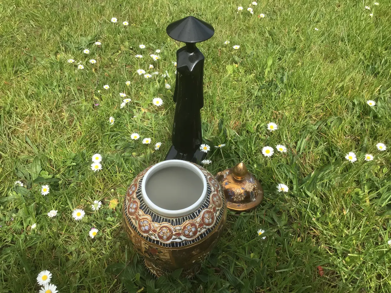 Billede 3 - Satsuma vase. Blå vase med 2 lysestager.