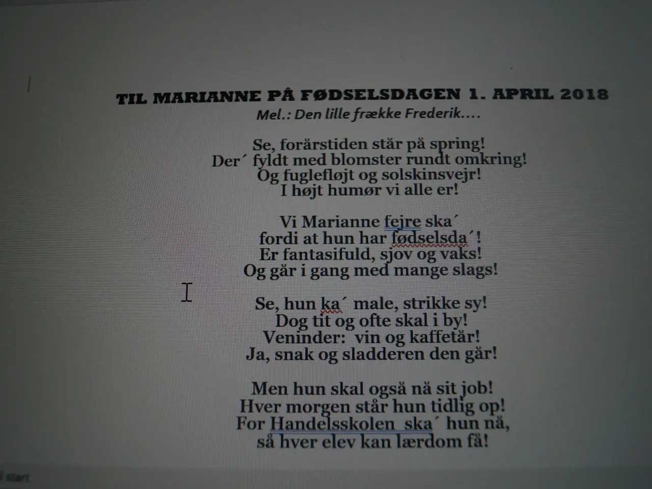 Billede 1 - Lejlighedssange forfattes