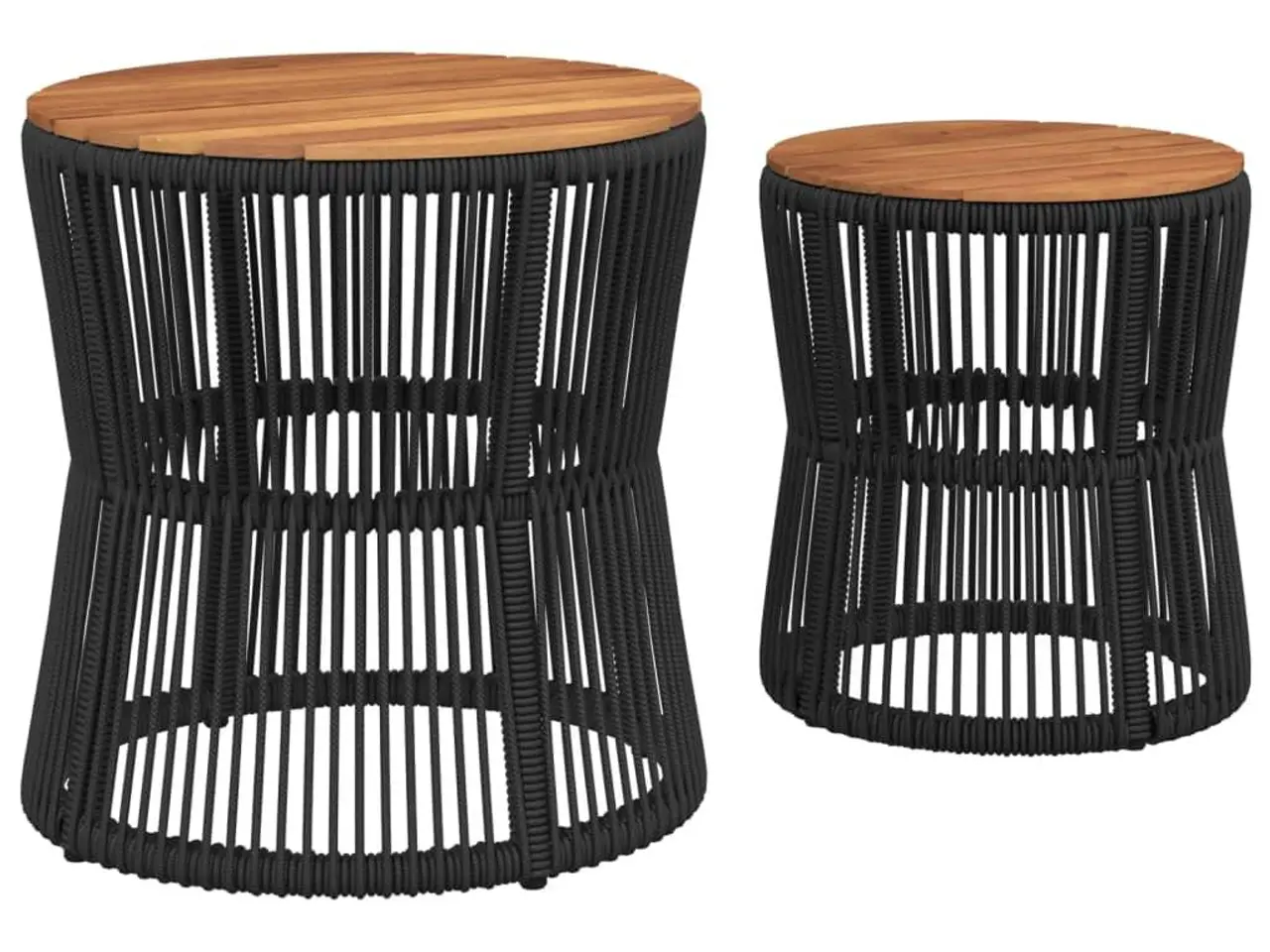 Billede 6 - Haveborde sæt á 2 med træplade - polyrattan, sort/brun