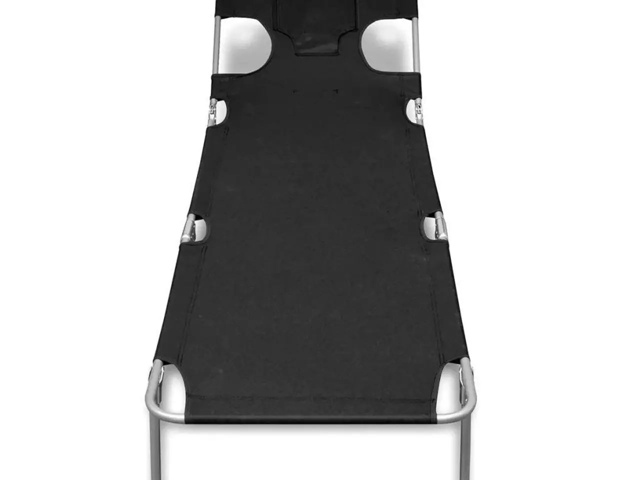 Billede 3 - Foldbar liggestol med hovedpude pulverlakeret stål sort