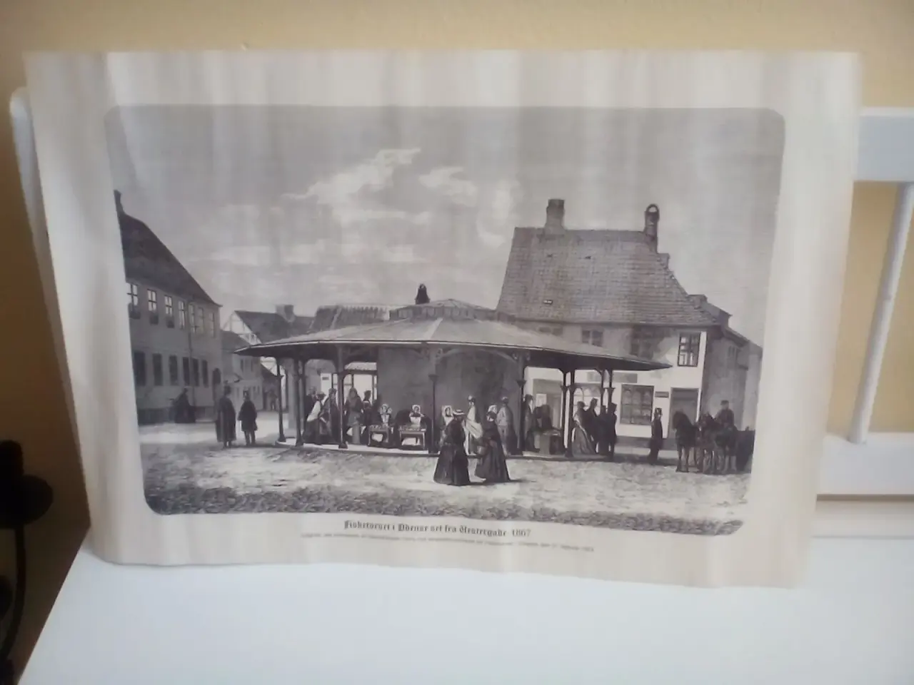 Billede 1 - Litografi af Fisketorvet, Odense i 1867