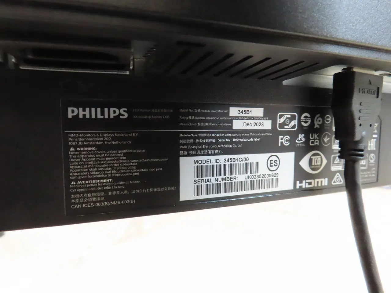 Billede 5 - 34" LED-monitor, PHILIPS 345B1