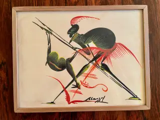 Afrikansk vintage akvarel fra Congo