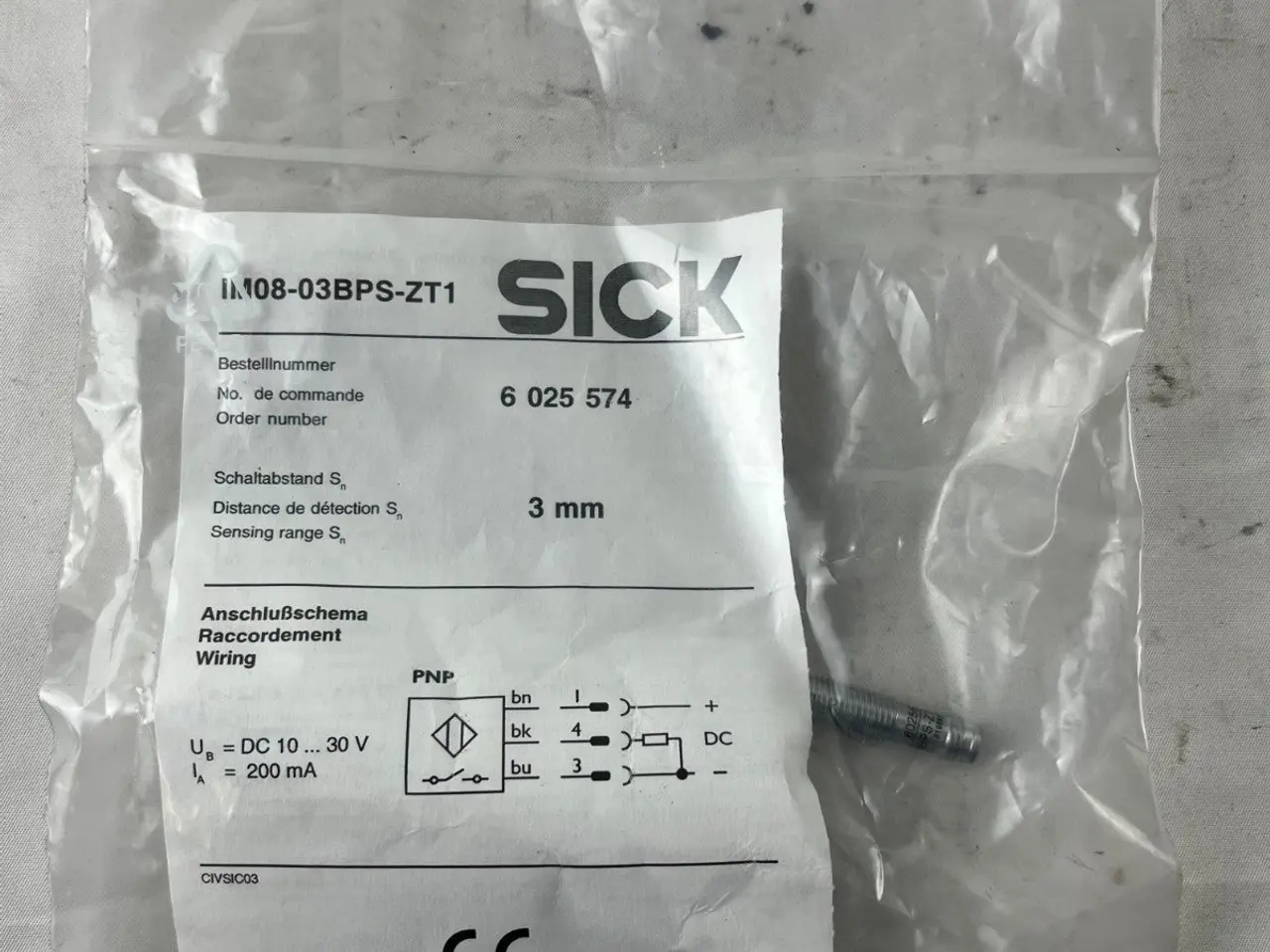 Billede 3 - SICK IN08-03BPS-ZT1 Inductive Proximity Sensor 3mm