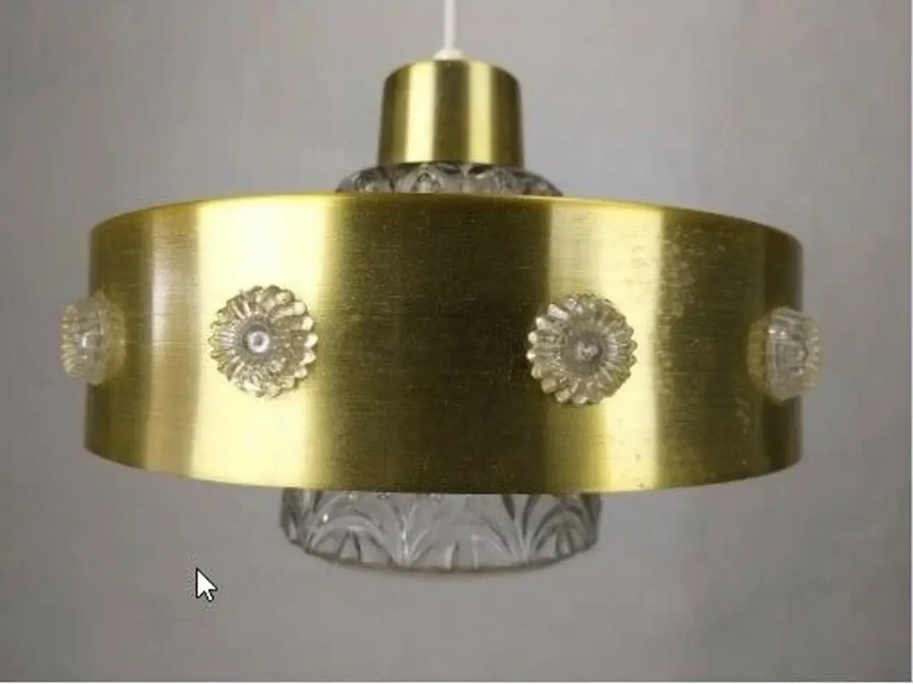 Billede 1 - Fin retor loft lampe messing og glas inderskærm.