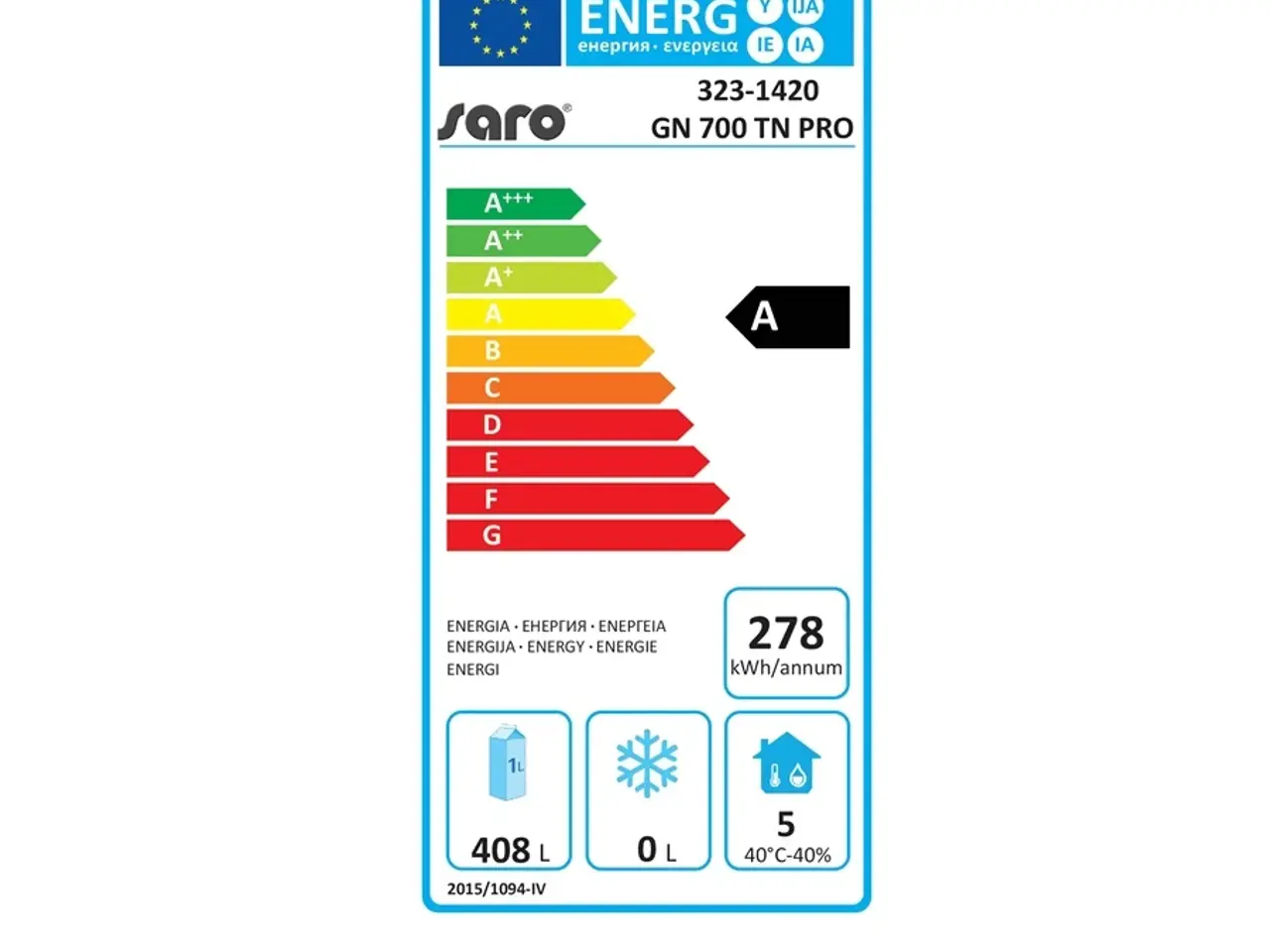 Billede 2 - Industrikøleskab 408 L – rustfrit stål