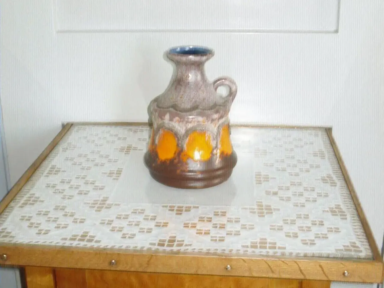 Billede 1 - SKØN RETRO Vase i brun og orange.