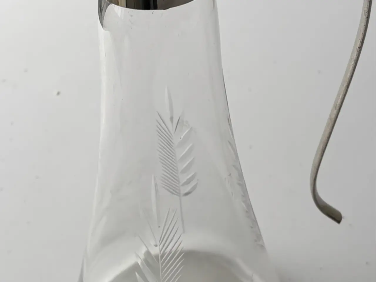 Billede 1 - Smuk antik vinkaraffel / claret jug i glas og meta