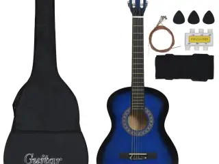 Klassisk guitarsæt til begyndere 8 dele 3/4 36" blå