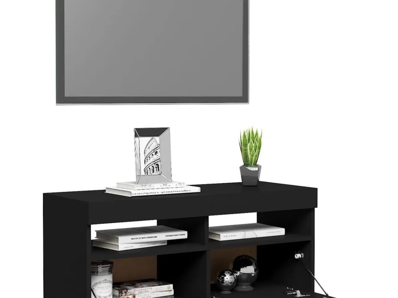 Billede 6 - Tv-bord med LED-lys - 90 × 35 × 40 cm, sort