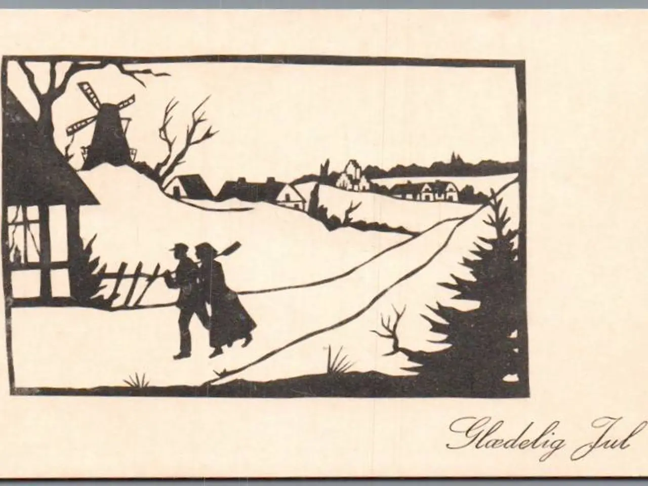 Billede 1 - Silhuet - Postkort - Glædelig Jul - Ubrugt