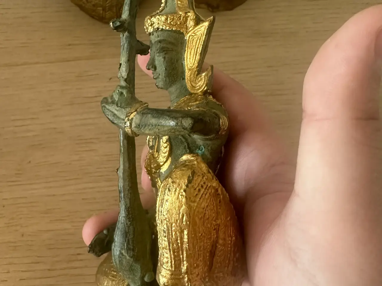 Billede 11 - 3 flotte orientalske metalfigurer – Buddha & musik