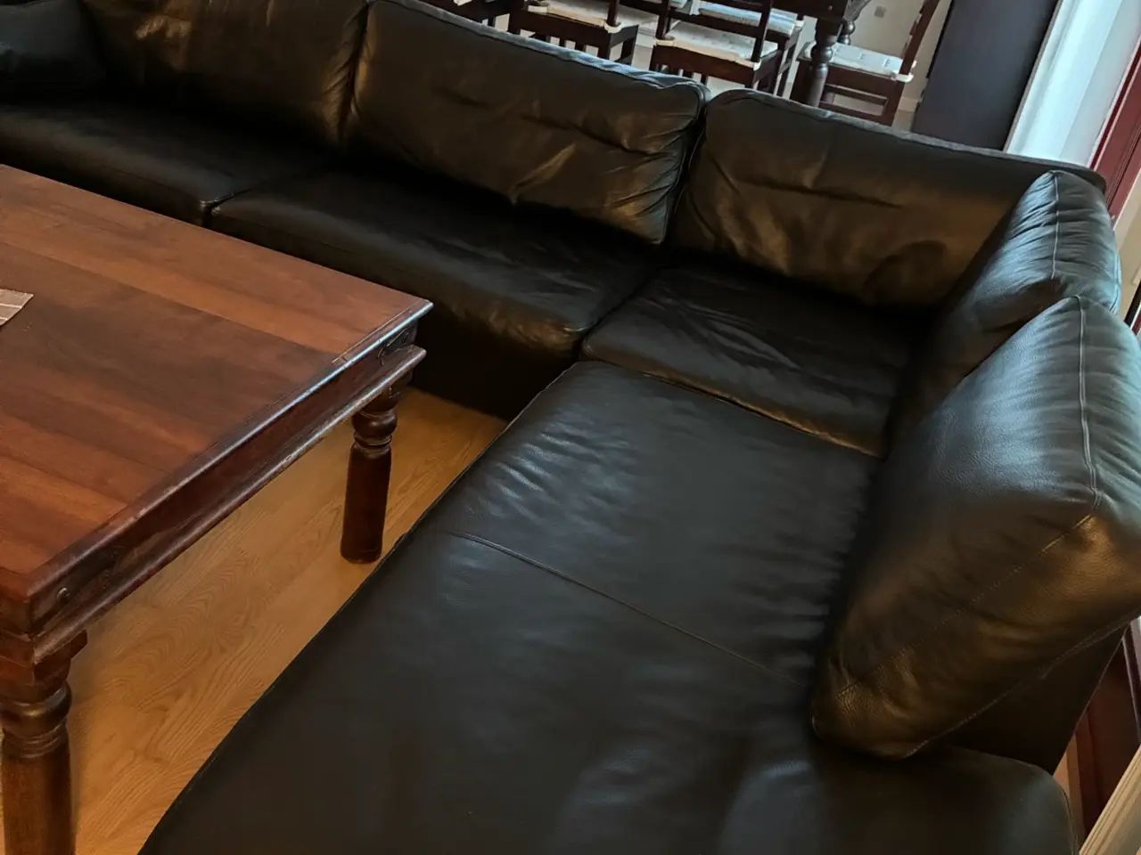 Billede 2 - Lædersofa med chaiselong 