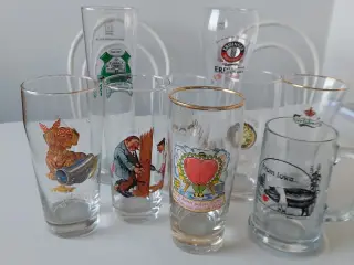 ølglas med bl.a sjove tekster og billeder