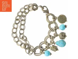 Armbånd med turkis vedhæng (str. 18 cm)