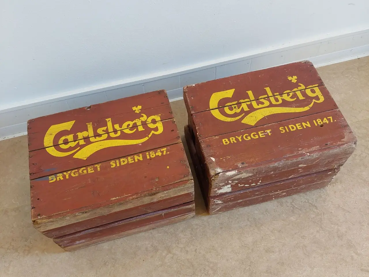 Billede 6 - Originale Carlsberg Ølkasser i træ - 2 stk.