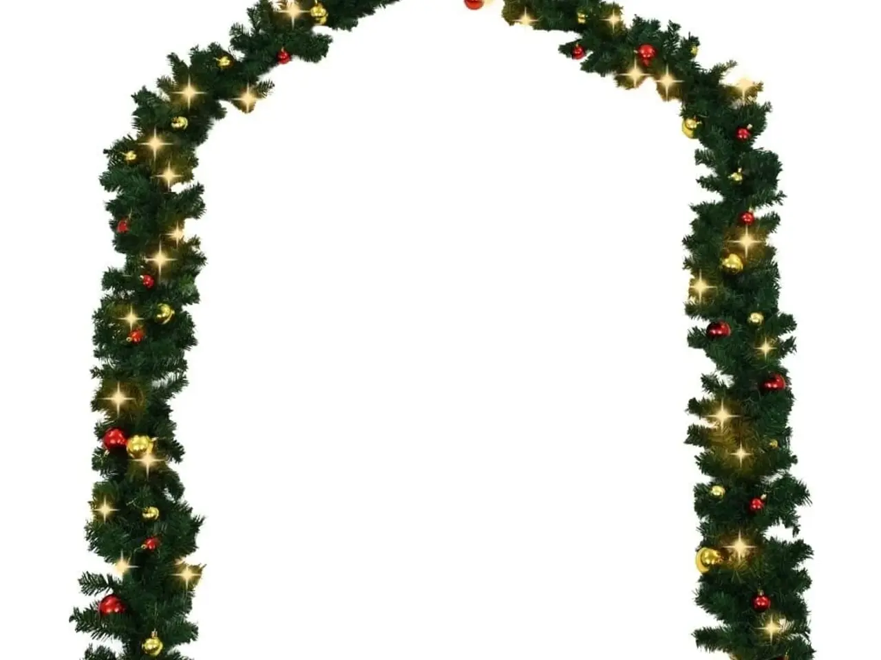 Billede 3 - Juleguirlande med kugler og LED-lys - 20 m