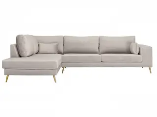 PARIS Hjørnesofa  med guldfarvet ben Venstrevendt - Beige velour Riviera 82