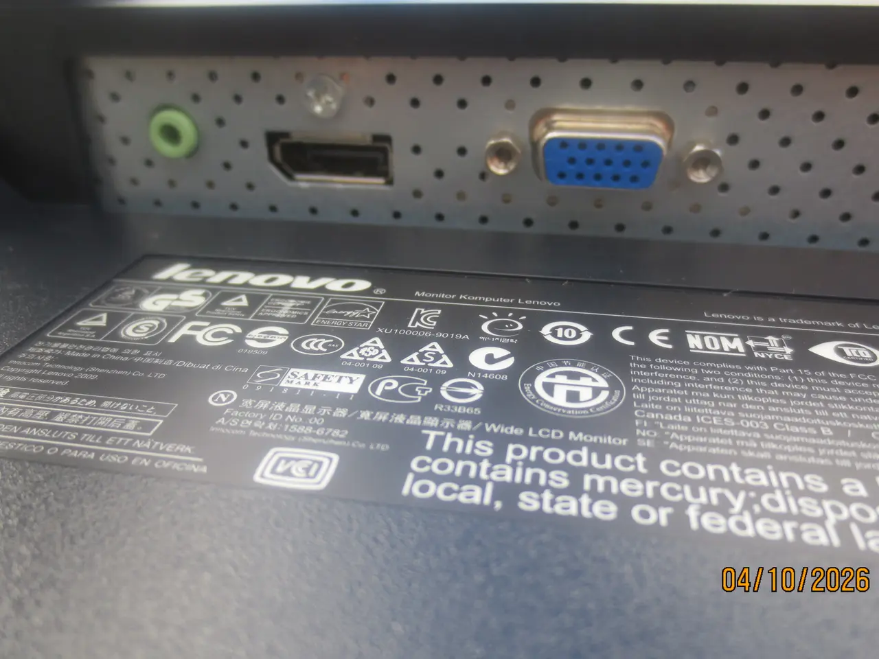 Billede 6 - 1 stk Lenovo Pc skærm type L 2251